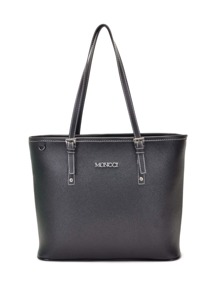 Bolsa feminina grande ombro forrada fivela Moncci - Preto - Visão 3