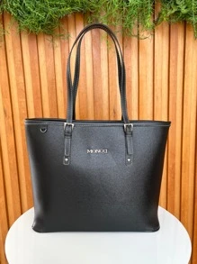 Bolsa feminina grande ombro forrada fivela Moncci - Preto - Visão 2