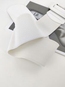 1條高光白色專利皮革彈性腰帶,寬帶設計適用於女性 - 白色 - 查看 5