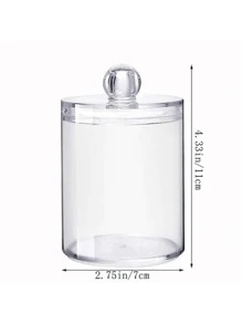Conjunto de 1 porta-cotonetes, discos de algodão e fio dental em plástico transparente, ideal para organizar seus itens de higiene pessoal no banheiro. Perfeito para penteadeira e organização de maquiagem. - Claro - Ver 3