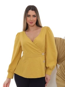 Women Tops - 黃色 - 查看 3