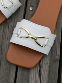 Fashionable, Elegant Strap Women's Slippers, Suitable For All - White - View 6