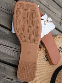 Fashionable, Elegant Strap Women's Slippers, Suitable For All - White - View 7