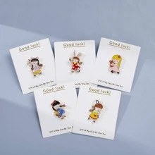 5入組/包特別地可愛卡通胸針適合女孩和男孩,合適適用於包,衣服,節日小禮品適用於兒童 - 彩色 - 查看 1