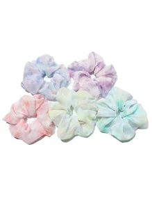 5 Chiếc Dây Buộc Tóc Màu Nước Lớn Dây Nơ Scrunchies Dây Buộc Tóc Nữ Boho - Nhiều màu - Xem 6
