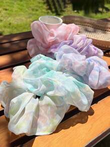 5 Chiếc Dây Buộc Tóc Màu Nước Lớn Dây Nơ Scrunchies Dây Buộc Tóc Nữ Boho - Nhiều màu - Xem 3