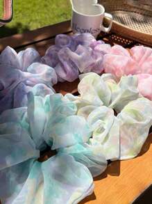 5 Chiếc Dây Buộc Tóc Màu Nước Lớn Dây Nơ Scrunchies Dây Buộc Tóc Nữ Boho - Nhiều màu - Xem 4