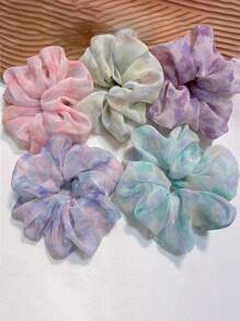 5 Chiếc Dây Buộc Tóc Màu Nước Lớn Dây Nơ Scrunchies Dây Buộc Tóc Nữ Boho - Nhiều màu - Xem 5