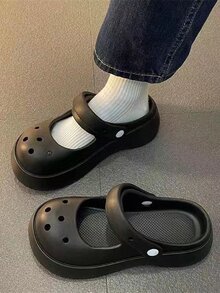 Women Hollow Out Vented Clogs, PVC Fashion Clogs - Black - View 3