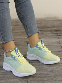 女性休閒運動鞋,輕盈針織運動鞋,步行鞋 - 黃色 - 查看 1