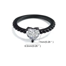 2 piezas/set pareja anillos de acero inoxidable boda Anillo de compromiso Conjunto - Negro - Ver 5