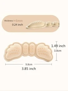 2 Pairs 6mm Thick Heel Pads Anti-slip And Anti-wear Shoe Insert Cushion To Reduce Size Difference And Prevent Feet Rubbing For High Heels, Loafers - Apricot - View 3