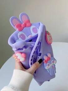 Apple Kids Ipad Case Pink 1pc Rabbit Design Anti-Fall Silicone Case With Holder Compatible With IPad & Compatible With IPad 9th Gen/IPad 10th Generation Kawaii - Pink - View 6