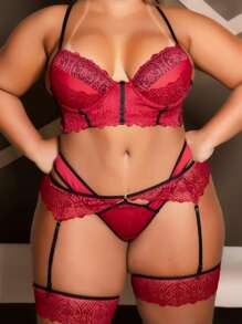 Plus Size Sexy Lingerie - Rojo - Ver 7