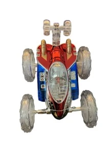 Carrinho Controle Remoto C/luzes Carro Maluco Gira 360 grau acende luz - Azul - Visão 2