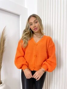 Women Cardigans - 橘色 - 查看 3