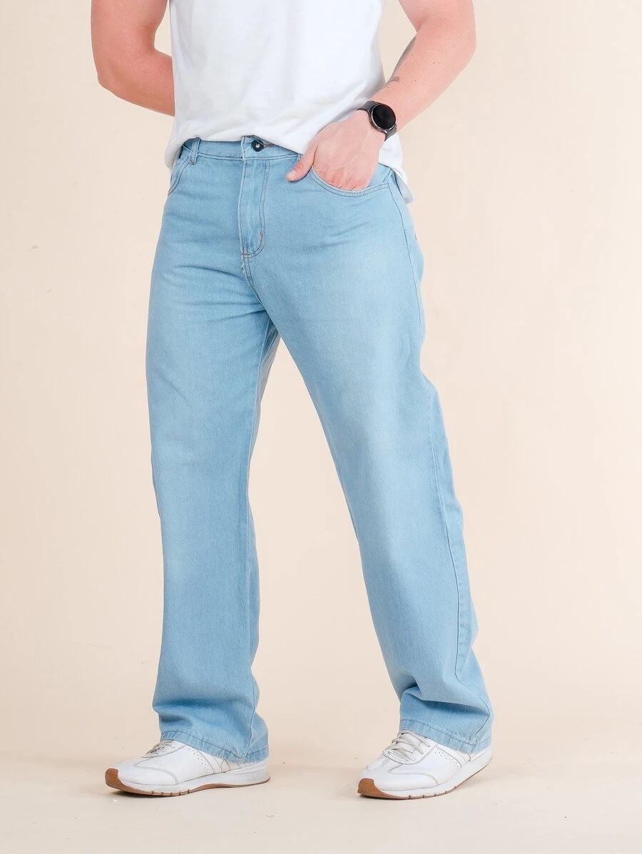 Men's Slim Elastane Jeans - 淺色水洗藍 - 查看 1