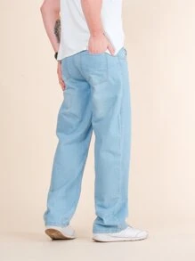 Men's Slim Elastane Jeans - 淺色水洗藍 - 查看 2