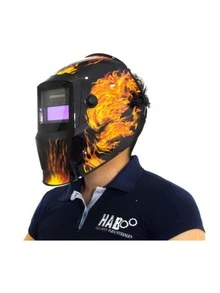 Careta Electrónica para Soldar Auto Obscurece Fuego Calavera. - Naranja Quemada - Ver 2
