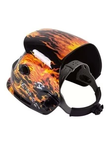 Careta Electrónica para Soldar Auto Obscurece Fuego Calavera. - Naranja Quemada - Ver 3