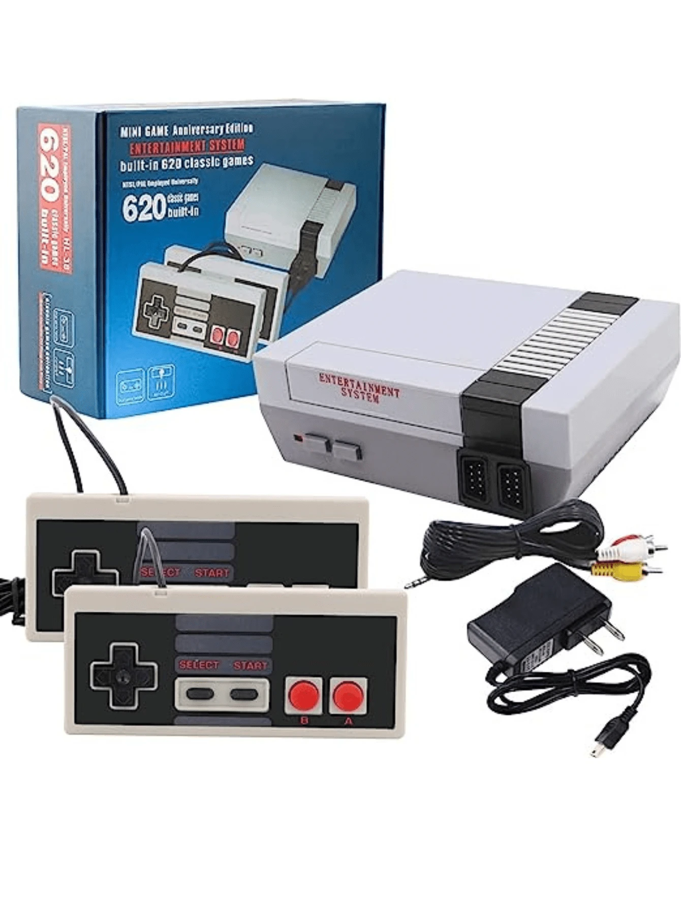 Mini Consola clásica: integrada con 620 Juegos Retro clásicos con Modo Dual para Jugadores y Juegos de Arcade para Dos Jugadores - Gris Claro - Ver 1