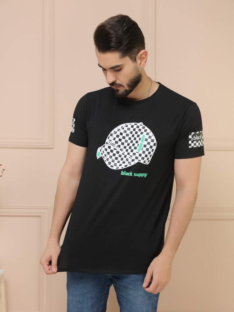 Men T-Shirts - 黑色 - 查看 1