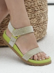 Women Flat Sandals - Màu xanh chanh - Xem 3