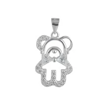 Dije Oso Osito Plata 925 + Cadena Plata 925 - Plateado - Ver 1