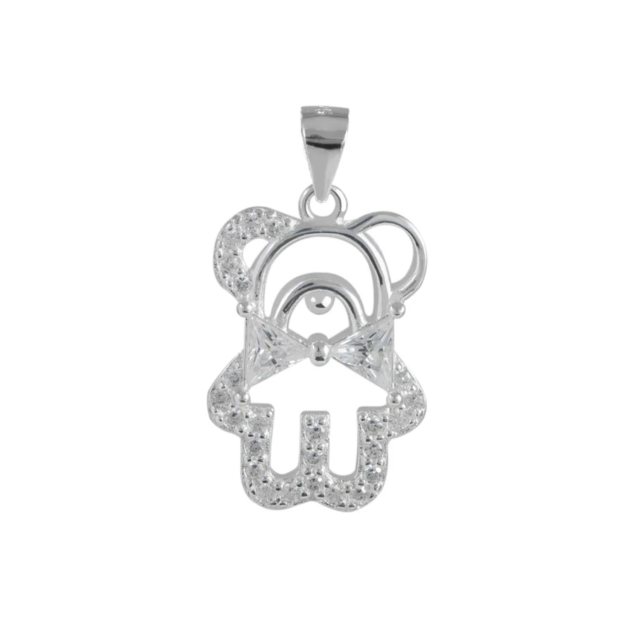 Dije Oso Osito Plata 925 + Cadena Plata 925 - Plateado - Ver 1