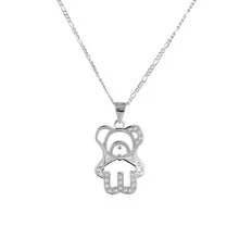 Dije Oso Osito Plata 925 + Cadena Plata 925 - Plateado - Ver 2