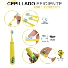 Cepillo Dientes Eléctrico Recargable Sonico Para Niños + 8 Cabezales Repuestos Diseños Elegantes Ultima Generación - Azul - Ver 5