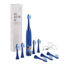 Cepillo Dientes Eléctrico Recargable Sonico Para Niños + 8 Cabezales Repuestos Diseños Elegantes Ultima Generación - Azul - Ver 1