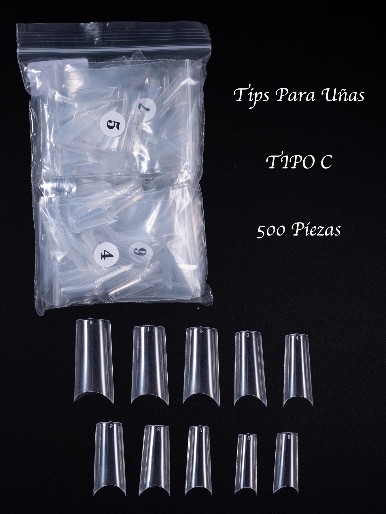 500 Pcs Tips Para Uñas Acrílicas Tipo C Uña Postiza Manicure - transparente - Ver 1