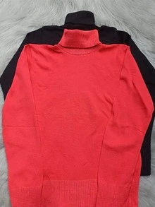 Women Sweaters - 珊瑚橙 - 查看 2