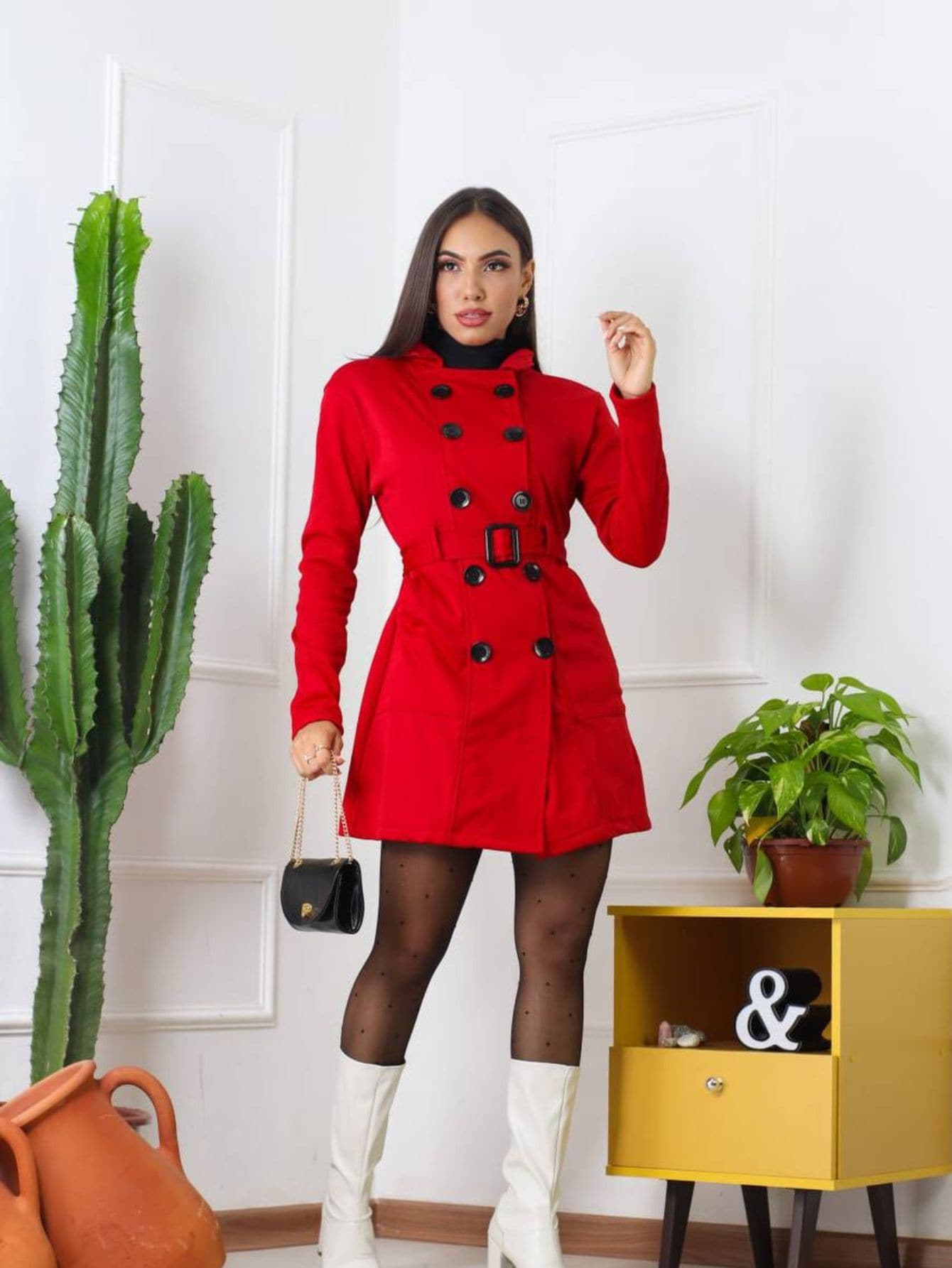 Women Trench Coats - 紅色 - 查看 1