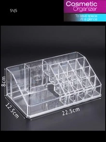 Organizador De Maquillaje Acrílico 16 Ranuras Maquillaje Expositor Caja de Joyería Organizador Transparente - Multicolor - Ver 4