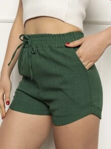 Women Shorts - 軍綠色 - 查看 3