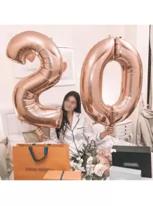 Globos números grande metálico color rosa oro 82cm - Rosa - Ver 3