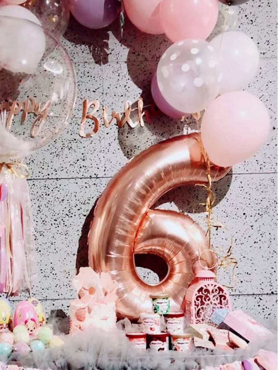 Globos números grande metálico color rosa oro 82cm - Rosa - Ver 1