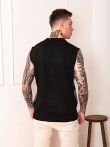 Men Sweater Vests - Black - View 2