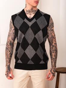 Men Sweater Vests - Black - View 3