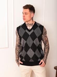Men Sweater Vests - Black - View 4
