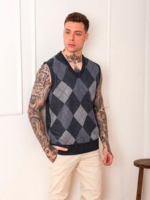 Men Sweater Vests - Dark Grey - View 4