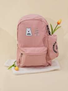 Linda Mochila Juvenil  Kawaii Lindo Osito - Rosa - Ver 2