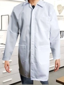 Bata De Laboratorio Unisex Gabardina 80% Algodón - Blanco - Ver 1