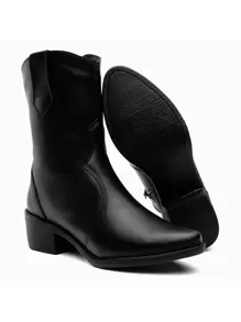 Bota Feminina Improvizzo Cano Media Western Moda Confortável sapatos feminina elegante salto baixo