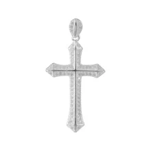 Dije Cruz Zirconia Plata 925 + Cadena Plata Fina .925 - Plateado - Ver 1