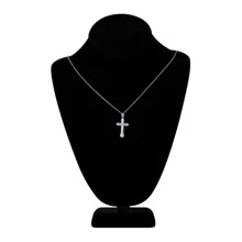 Dije Cruz Zirconia Plata 925 + Cadena Plata Fina .925 - Plateado - Ver 3