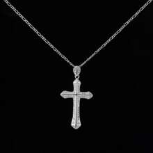 Dije Cruz Zirconia Plata 925 + Cadena Plata Fina .925 - Plateado - Ver 4