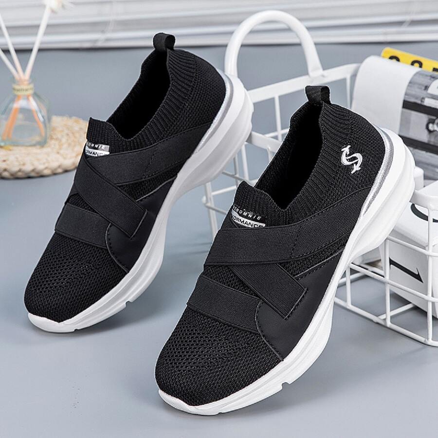 Giày thể thao đế mềm bằng vải sợi carbon mùa hè/thu mới của Shibonni dành cho nữ, thích hợp cho thể thao/giải trí/đi bộ - màu đen - Xem 1